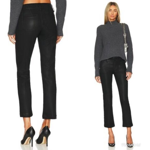 Revolve PAIGE Mayslie Straight Ankle in Black Fog Luxe Coating - Picture 2 of 13